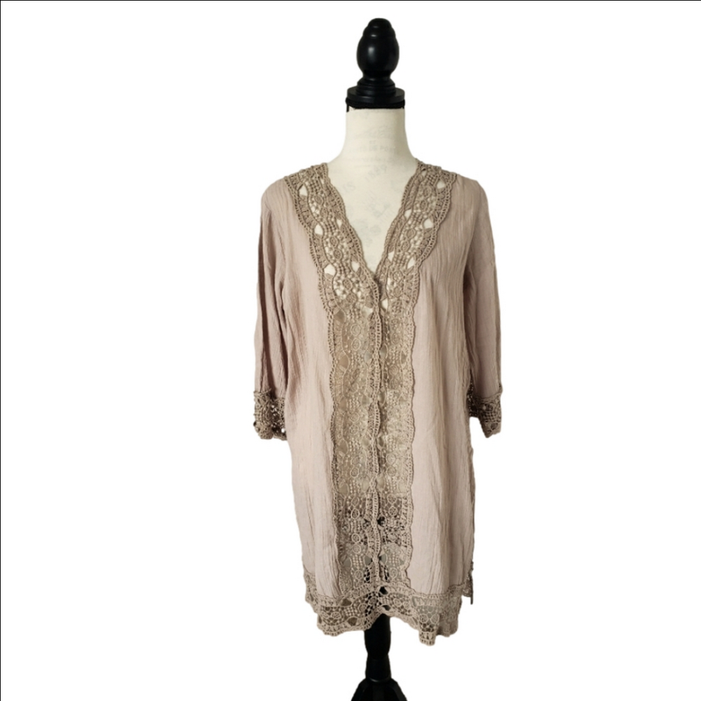 🌴blue island 🌴 beach cover up beige size medium - Picture 2 of 7
